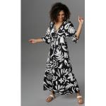 Schwarze ANISTON Maxi V-Ausschnitt Sommerkleider aus Jersey für Damen Größe XL für den für den Sommer 