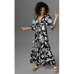 Schwarze ANISTON Maxi V-Ausschnitt Sommerkleider für Damen Größe XL für den für den Sommer 
