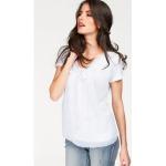 Weiße Kurzärmelige ANISTON V-Ausschnitt Blusenshirts & Schlusen ohne Verschluss für Damen Größe XS 