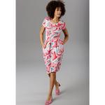Bunte Kurzärmelige ANISTON Rundhals-Ausschnitt Sommerkleider aus Jersey für Damen Größe L 