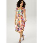 Bunte Kurzärmelige ANISTON Rundhals-Ausschnitt Sommerkleider aus Jersey für Damen Größe XL 