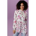 Aprikose Blumenmuster ANISTON Tunika-Blusen mit Rüschen für Damen Größe XL 