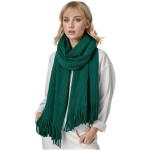 Reduzierte Dunkelgrüne Unifarbene Romantische Kaschmir-Schals mit Fransen aus Wolle für Damen Einheitsgröße für den für den Winter 