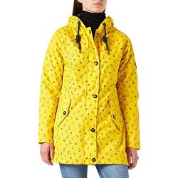 Ankerglut Damen Friesennerz Regenmantel Kapuze Gefüttert Wasserdicht Wetterfest Übergangsjacke #ankerglutwolke Regenjacke, Yellow, 46