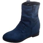 Blaue Vintage Spitze Ankle Boots & Klassische Stiefeletten mit Schnalle aus Veloursleder Gefüttert für Damen Größe 40 für den für den Winter 