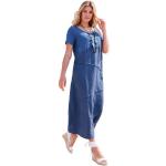 Blaue Halblangärmelige Unifarbene Casual Anna Aura Rundhals-Ausschnitt Sommerkleider aus Leinen für Damen Größe XXL - versandkostenfrei 