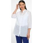 Reduzierte Weiße 3/4-ärmelige Anna Aura Rundhals-Ausschnitt Transparente Blusen & durchsichtige Blusen durchsichtig aus Baumwolle maschinenwaschbar für Damen Größe XL 