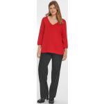 Rote Unifarbene Business 3/4-ärmelige Anna Aura V-Ausschnitt Strickpullover aus Baumwolle maschinenwaschbar für Damen Größe XXL 