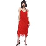 Rote Sexy Ärmellose Anna Kaci Mini Spaghettiträger-Kleider mit Fransen Handwäsche für Damen Größe L für Partys 