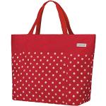 Rote Gepunktete Anndora XXL Shopper mit Reißverschluss mit Innentaschen für Damen 