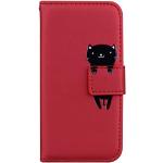 Rote Samsung Galaxy A6 Plus Hüllen 2018 Art: Flip Cases mit Tiermotiv mit Muster aus Leder stoßfest 