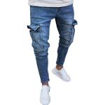 Blaue Wasserdichte Atmungsaktive Ripped Jeans & Zerrissene Jeans aus Cord für Herren Größe M 