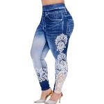 Blaue Camouflage Elegante Ripped Jeans & Zerrissene Jeans mit Reißverschluss aus Samt für Damen Größe 3 XL Große Größen 