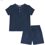 Reduzierte Mitternachtsblaue Bio Hosen und Oberteile für Kinder aus Frottee maschinenwaschbar für Jungen Größe 98 
