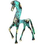 Grüne Antike 9 cm Dekopferde mit Pferdemotiv aus Bronze 