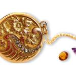 Goldene Antike Glashalsketten & Glashalsschmuck matt 10 Karat mit Diamant für Damen 