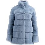 Reduzierte Blaue Unifarbene Casual Midi Stehkragen Kapuzenmäntel aus Polyester Handwäsche für Damen Übergrößen 