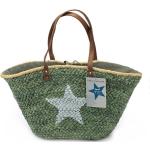 Grüne Sterne Antonio Strandtaschen & Badetaschen aus Stroh 