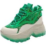 Grüne Pailletten-Sneaker mit Pailletten in Normalweite aus Leder leicht für Damen Größe 38,5 