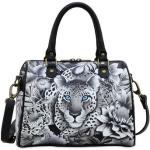 Bunte Animal-Print Anuschka Lederhandtaschen mit Leopard-Motiv mit Reißverschluss aus Leder für Damen 
