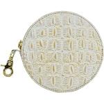 Goldene Elegante Anuschka Runde Damenmünzbörsen mit Reißverschluss aus Leder 