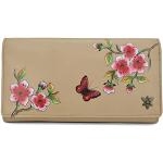 Anuschka Women's Brieftasche mit Überschlag aus Echtleder?Handbemalte Handwerkskunst?Flower Garden Almond