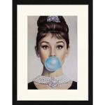 Schwarze Audrey Hepburn Digitaldrucke aus Buche mit Rahmen 33x43 