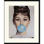 Schwarze Audrey Hepburn Digitaldrucke aus Buche mit Rahmen 