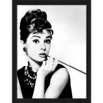 Schwarze Audrey Hepburn Digitaldrucke aus Buche mit Rahmen 33x43 