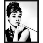 Schwarze Audrey Hepburn Digitaldrucke aus Buche mit Rahmen 
