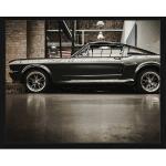 Schwarze Ford Mustang Digitaldrucke mit Automotiv aus Buche mit Rahmen 