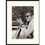ANY IMAGE Digitaldruck »James Dean mit Filmkamera«, Rahmen: Buchenholz, Schwarz schwarz