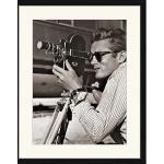 ANY IMAGE Digitaldruck »James Dean mit Filmkamera«, Rahmen: Buchenholz, Schwarz schwarz