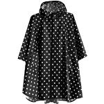Schwarze Gepunktete Regenponchos & Regencapes mit Reißverschluss für Damen Einheitsgröße 