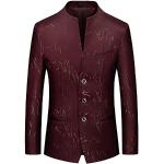 Rote Business Stehkragen Tweed-Sakkos mit Knopf aus Leinen für Herren Größe 3 XL für den für den Sommer 