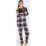 Bunte Damenschlafanzüge & Damenpyjamas mit Strass mit Knopf aus Flanell Handwäsche Übergrößen 