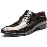 Reduzierte Goldene Lack-Optik Business Hochzeitsschuhe & Oxford Schuhe mit Schnürsenkel aus Leder für Herren Größe 44 