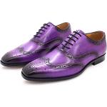 Lila Business Hochzeitsschuhe & Oxford Schuhe mit Schnürsenkel aus Leder atmungsaktiv für Herren 