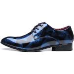 Blaue Gesteppte Business Hochzeitsschuhe & Oxford Schuhe mit Schnürsenkel aus Leder atmungsaktiv für Herren Größe 44 