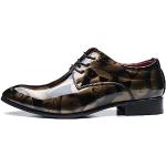 Goldene Gesteppte Business Hochzeitsschuhe & Oxford Schuhe mit Schnürsenkel aus Leder atmungsaktiv für Herren Größe 42 