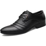 Schwarze Business Hochzeitsschuhe & Oxford Schuhe mit Schnürsenkel aus Leder rutschfest für Herren Größe 49 