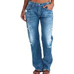 Hellblaue Ripped Jeans & Zerrissene Jeans ohne Verschluss aus Baumwolle für Damen Größe 3 XL Petite für den für den Sommer 