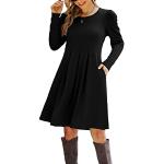 Reduzierte Schwarze Elegante Langärmelige Mini Strickkleider mit Puffärmeln aus Polyester für Damen Größe XL 