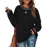 Reduzierte Schwarze Langärmelige Rundhals-Ausschnitt Damensweatshirts aus Fleece mit Kapuze Größe S für den für den Winter 