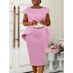 Violette Elegante Schößchen-Kleider mit Rüschen aus Polyester enganliegend für Damen Größe 4 XL für Partys 