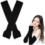 Schwarze Fingerlose Handschuhe & Halbfinger-Handschuhe mit Maus-Motiv für Damen Größe S für den für den Herbst 