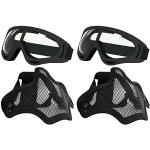 AOUTACC Airsoft Maske und Brille Set, Halbgesichtsmaske und Brille aus Stahlgeflecht für CS/Jagd/Paintball/Schießen (2 Stück, schwarz)