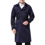 Marineblaue Business Maxi Trenchcoats lang mit Gürtel für Herren Größe XL für den für den Herbst 