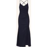 Dunkelblaue Elegante Apart Maxi Lange Abendkleider Metallic mit Reißverschluss aus Polyester für Damen Größe M 
