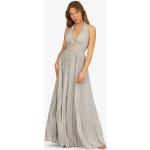 Silberne Unifarbene Ärmellose Apart Maxi Abendkleider rückenfrei mit Reißverschluss aus Polyester für Damen 